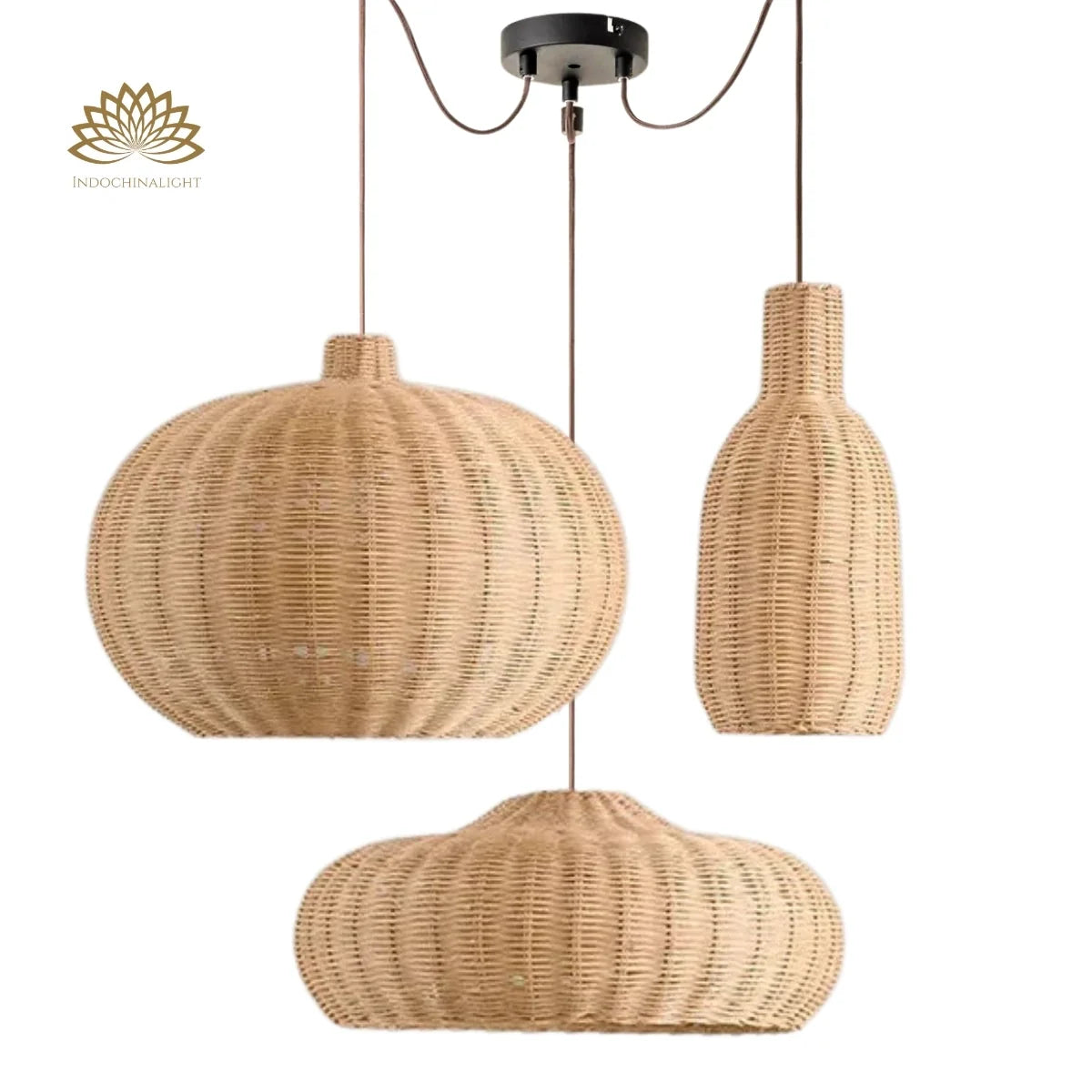 Finns Boho Small Basket 3 Rattan Pendant Light