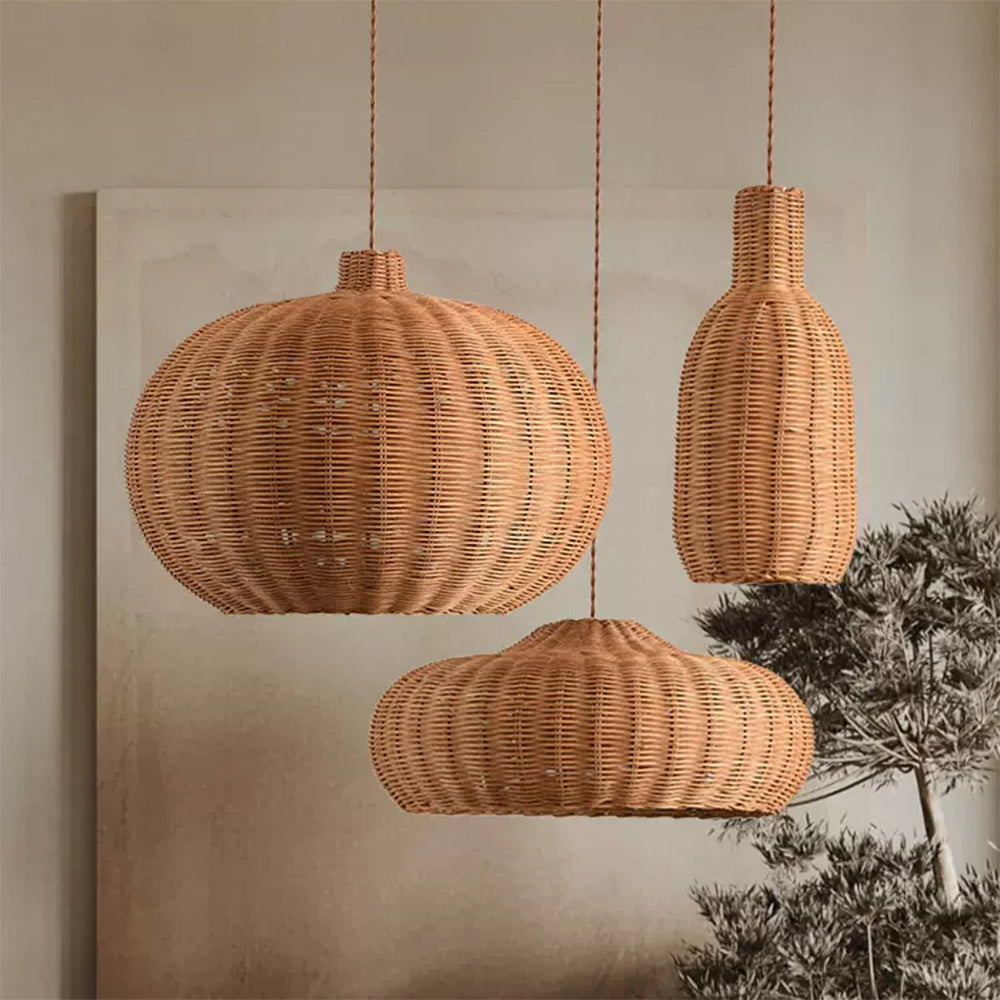 Finns Boho Small Basket 3 Rattan Pendant Light