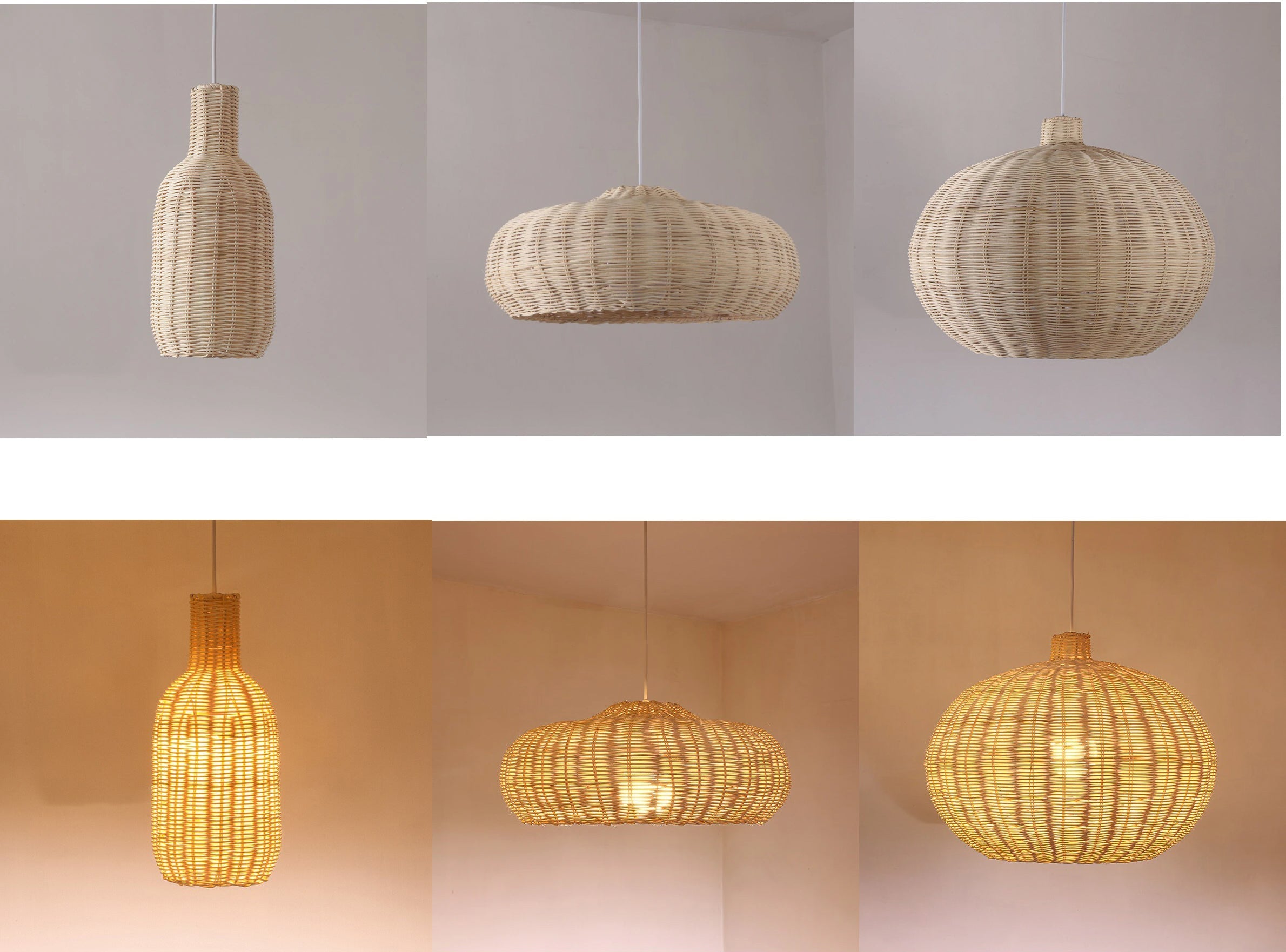 Finns Boho Small Basket 3 Rattan Pendant Light
