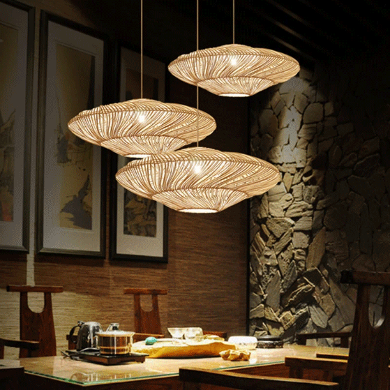 Flying Saucer Black Rattan Pendants