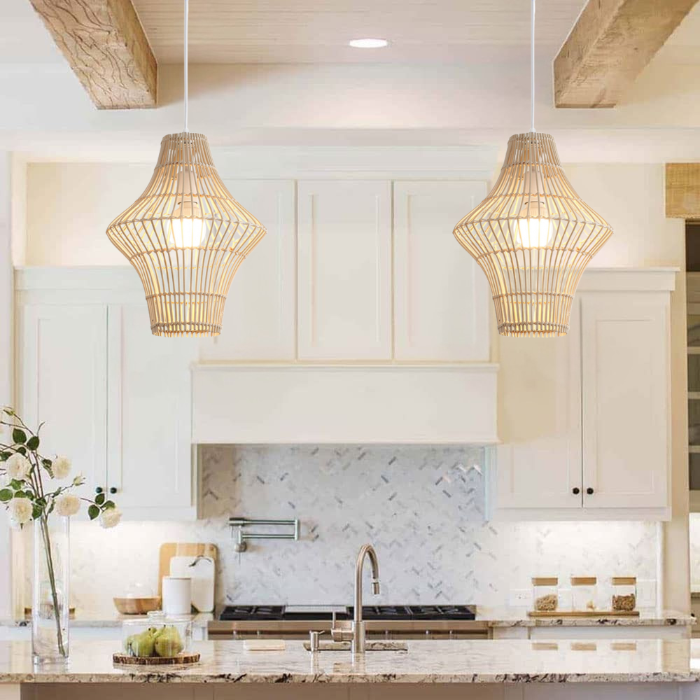 Geometric Rattan Pendant Light