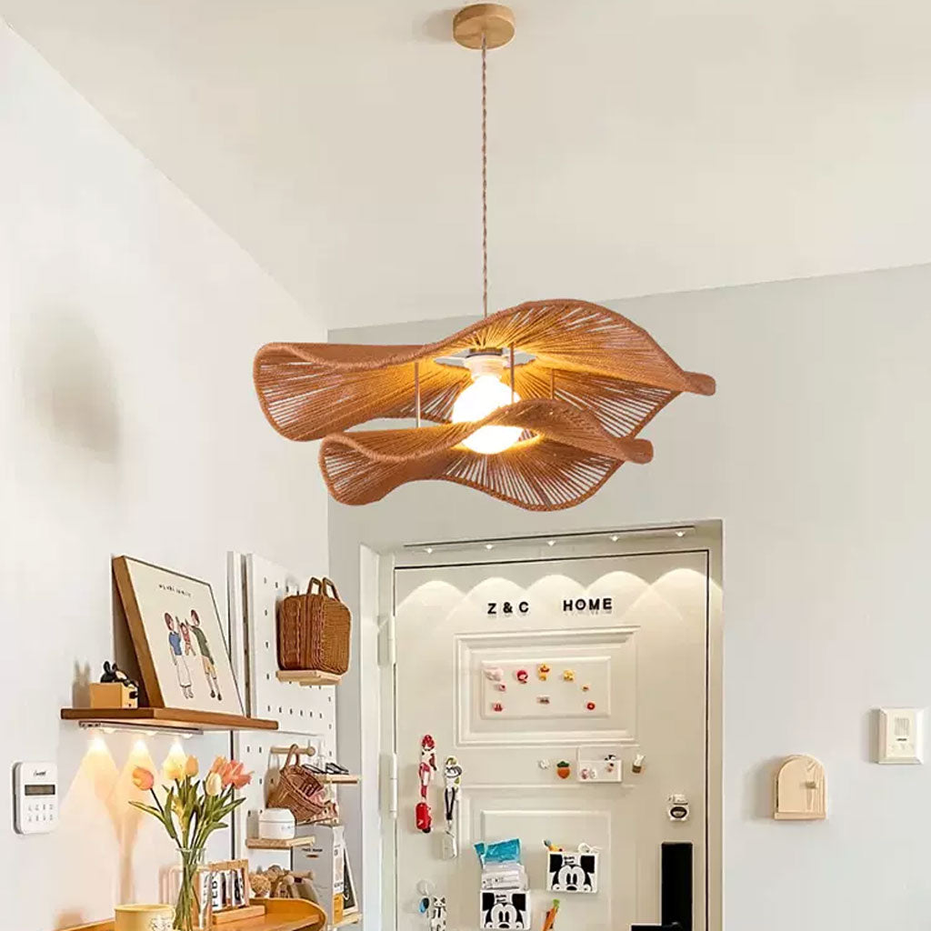 Double Layer Hemp Rope Wavy Pendant Lamp