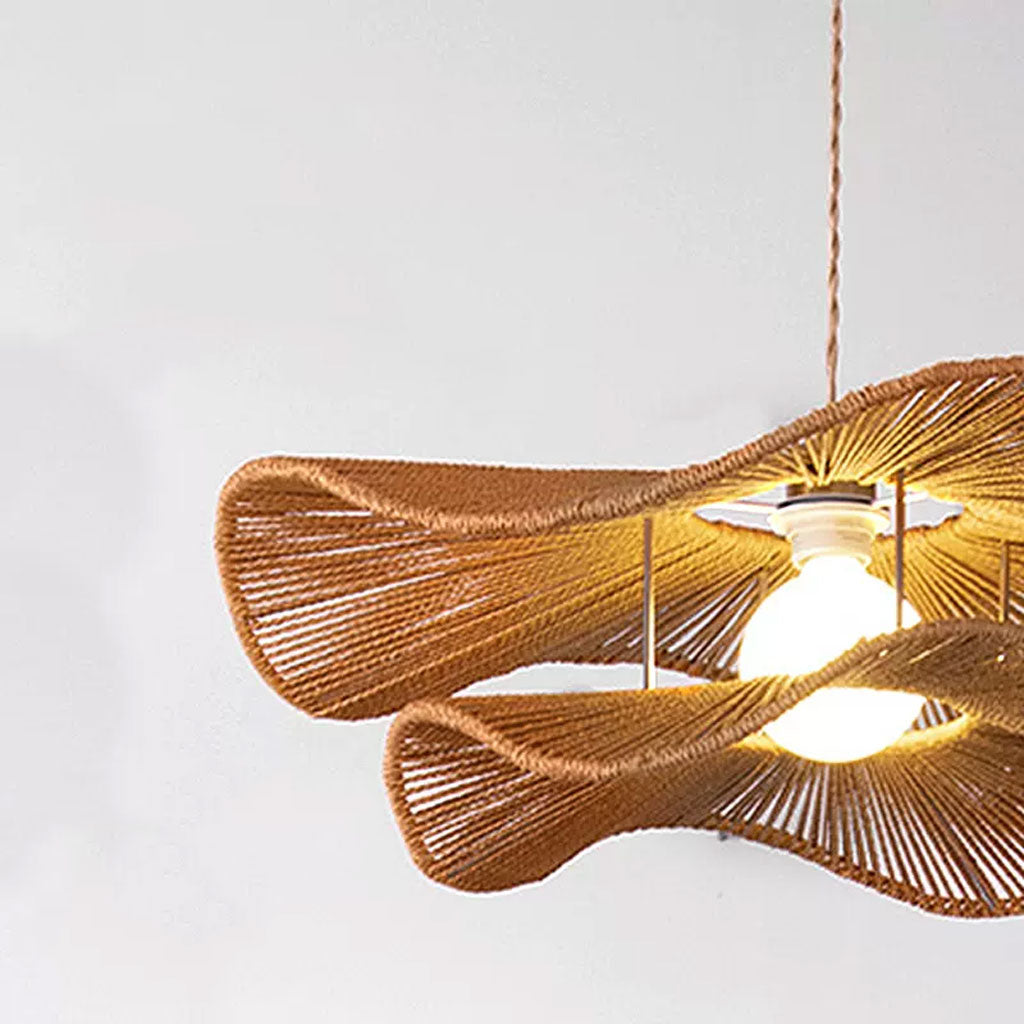 Double Layer Hemp Rope Wavy Pendant Lamp
