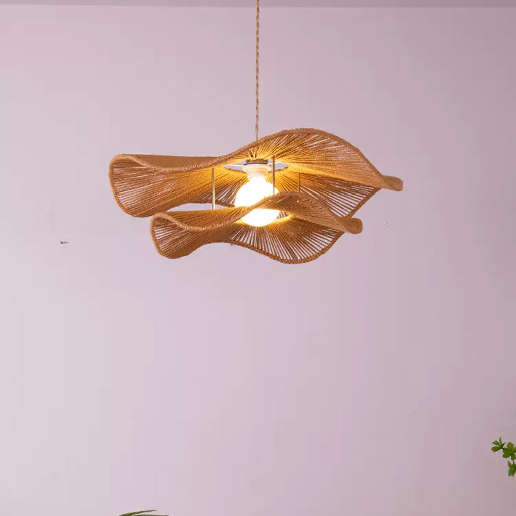 Double Layer Hemp Rope Wavy Pendant Lamp