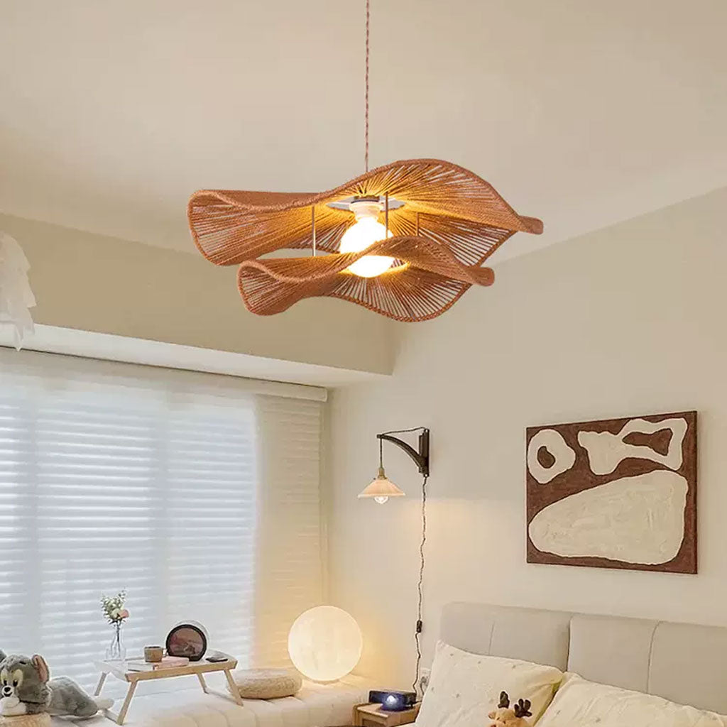 Double Layer Hemp Rope Wavy Pendant Lamp