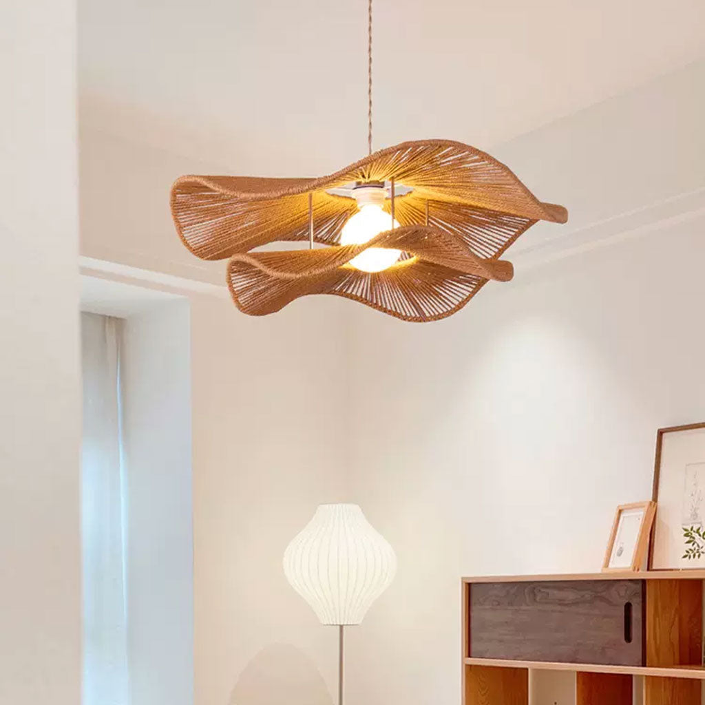 Double Layer Hemp Rope Wavy Pendant Lamp