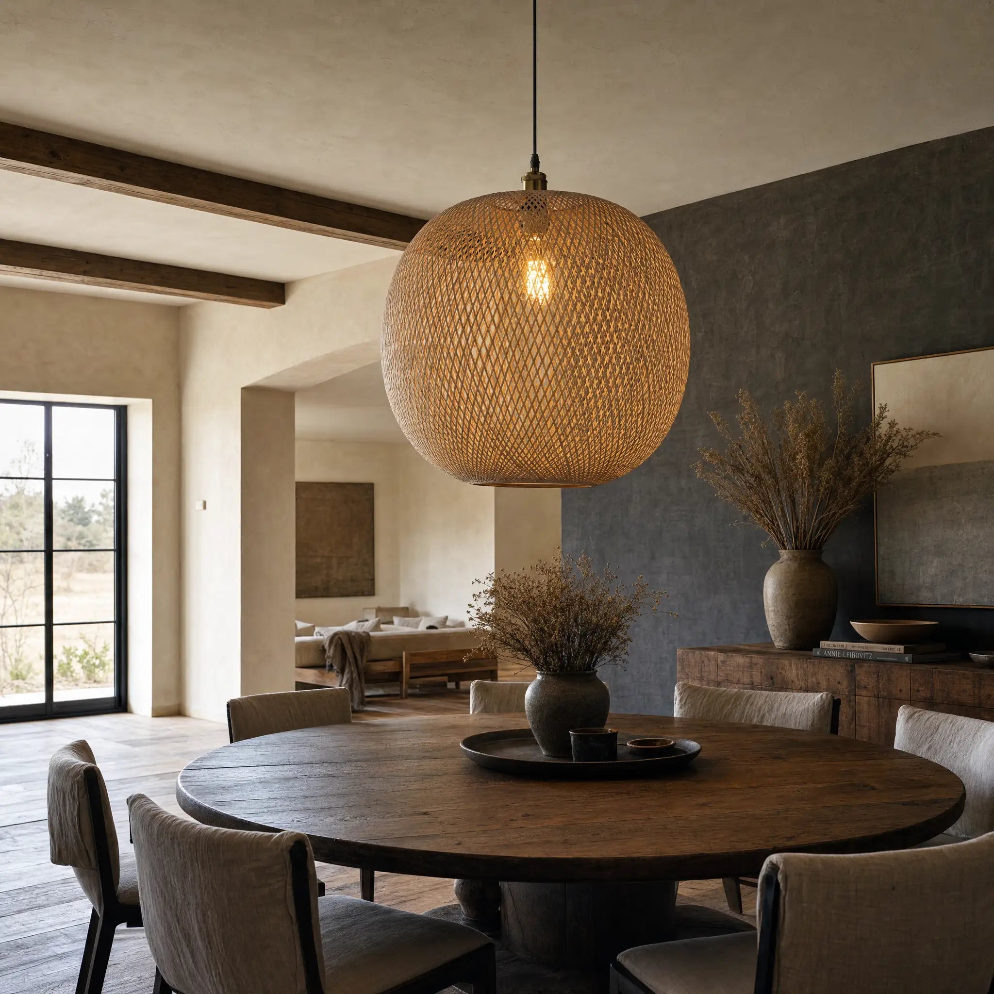 Lucy Woven Round Bamboo Pendant Light