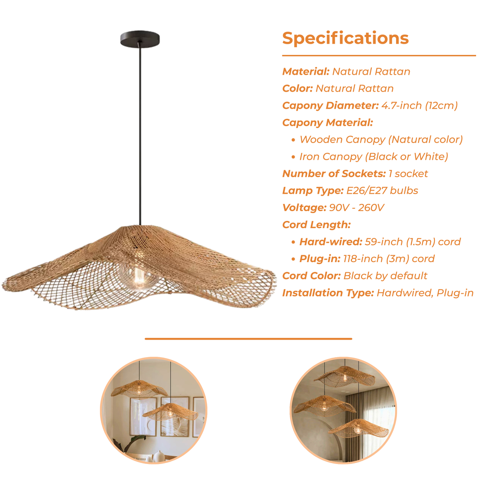 Chapeau Modern Rattan Ceiling Light