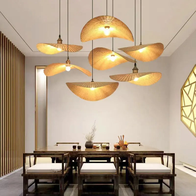 Ren Leaf Wabi Sabi Wicker Rattan Pendant Light