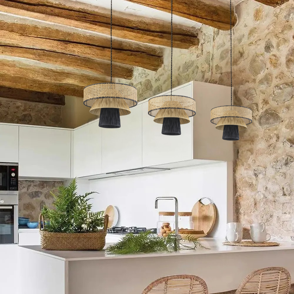 Rylie Rattan Black Pendant Light