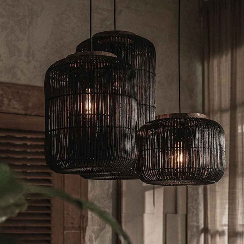 dBodhi Large Black Rattan Hanging Light