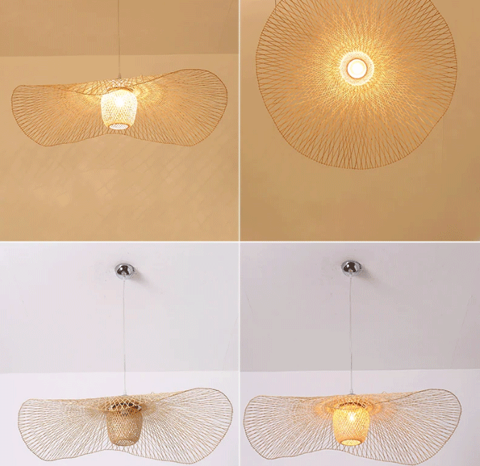 Natural Lotus Leaf Woven Bamboo Pendant Light