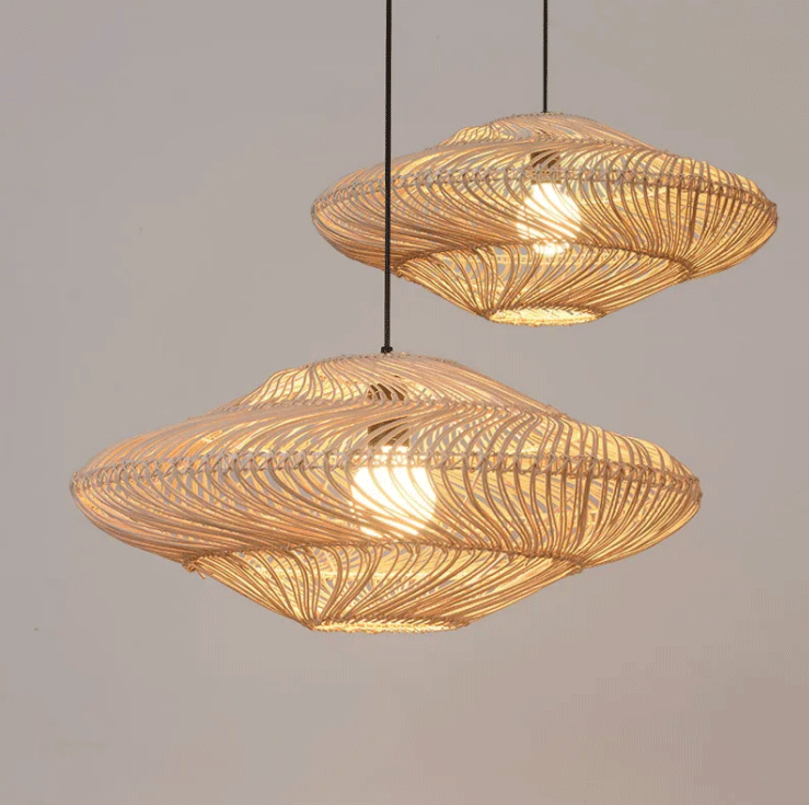 Flying Saucer Black Rattan Pendants
