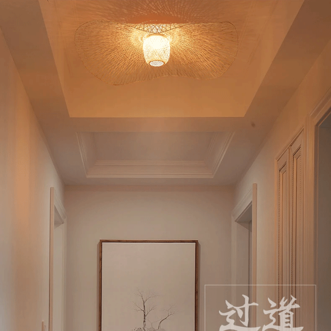 Natural Lotus Leaf Woven Bamboo Pendant Light