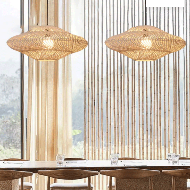 Flying Saucer Black Rattan Pendants
