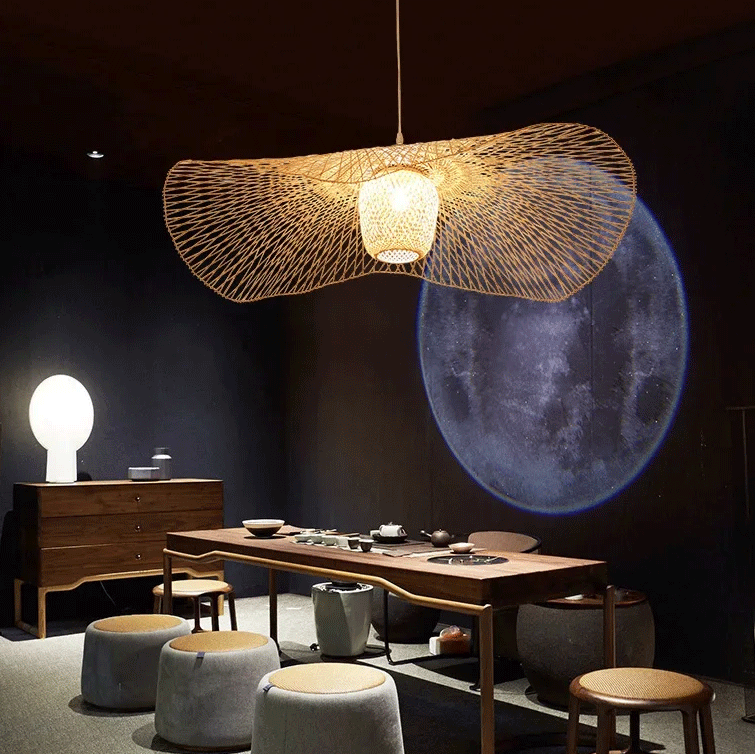 Natural Lotus Leaf Woven Bamboo Pendant Light