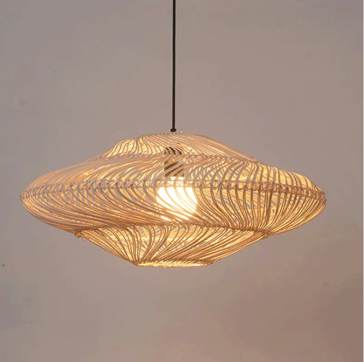 Flying Saucer Black Rattan Pendants