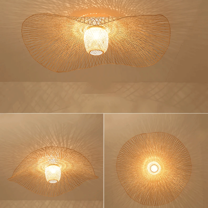 Natural Lotus Leaf Woven Bamboo Pendant Light