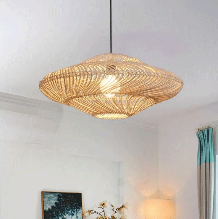 Flying Saucer Black Rattan Pendants