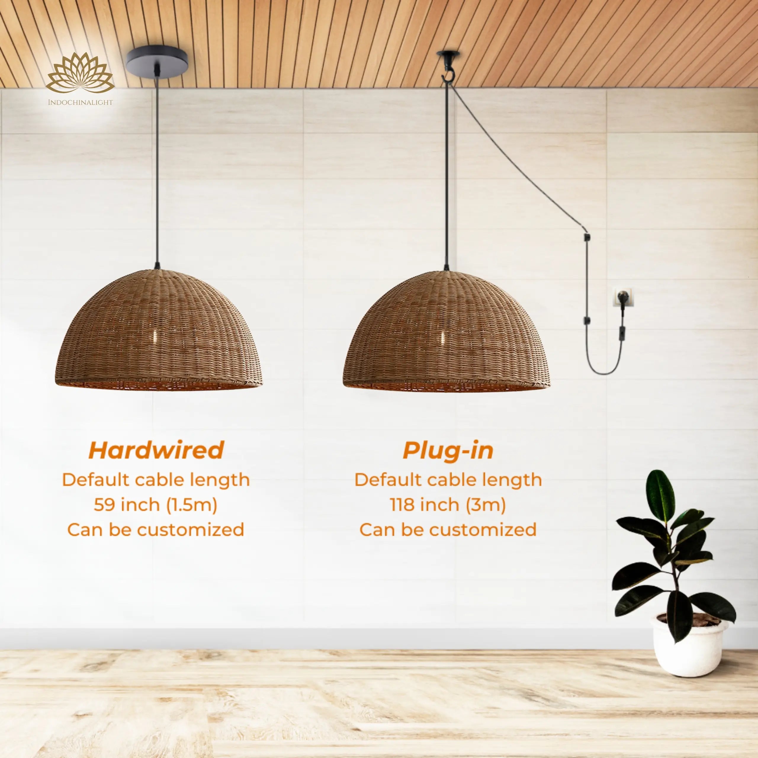 Thaely Dome Wicker Rattan Pendant Light Modern Boho Kitchen Island