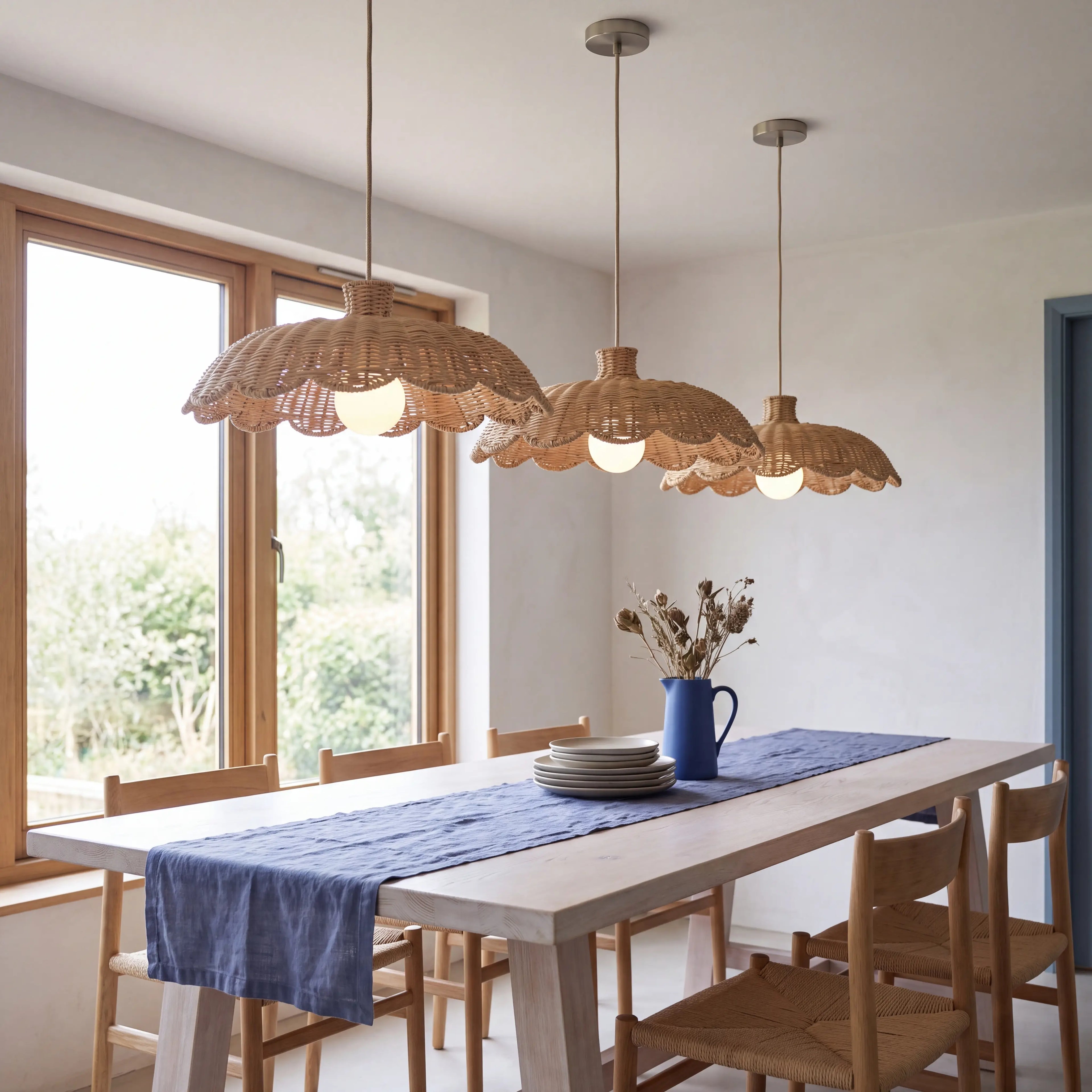 Alice Boho Scallop Rattan Pendant Light