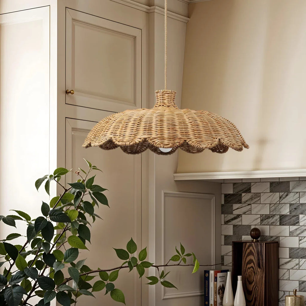 Alice Boho Scallop Rattan Pendant Light