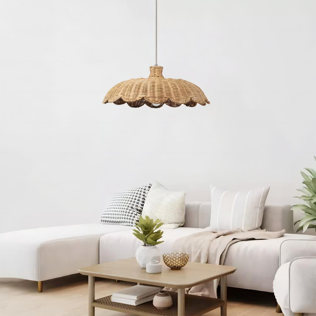 Alice Boho Scallop Rattan Pendant Light