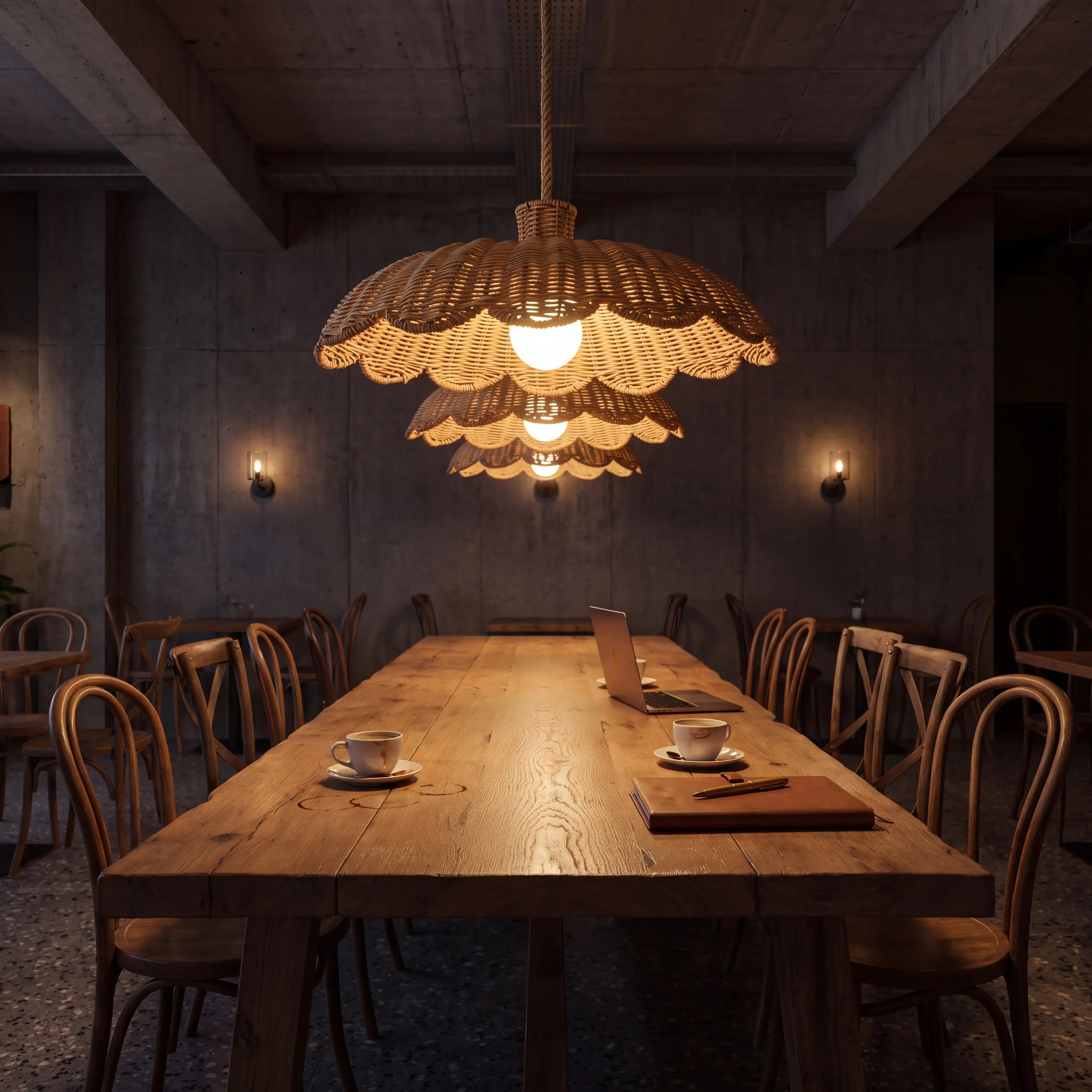Alice Boho Scallop Rattan Pendant Light