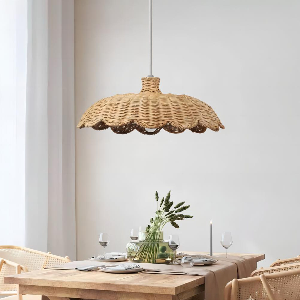 Alice Boho Scallop Rattan Pendant Light