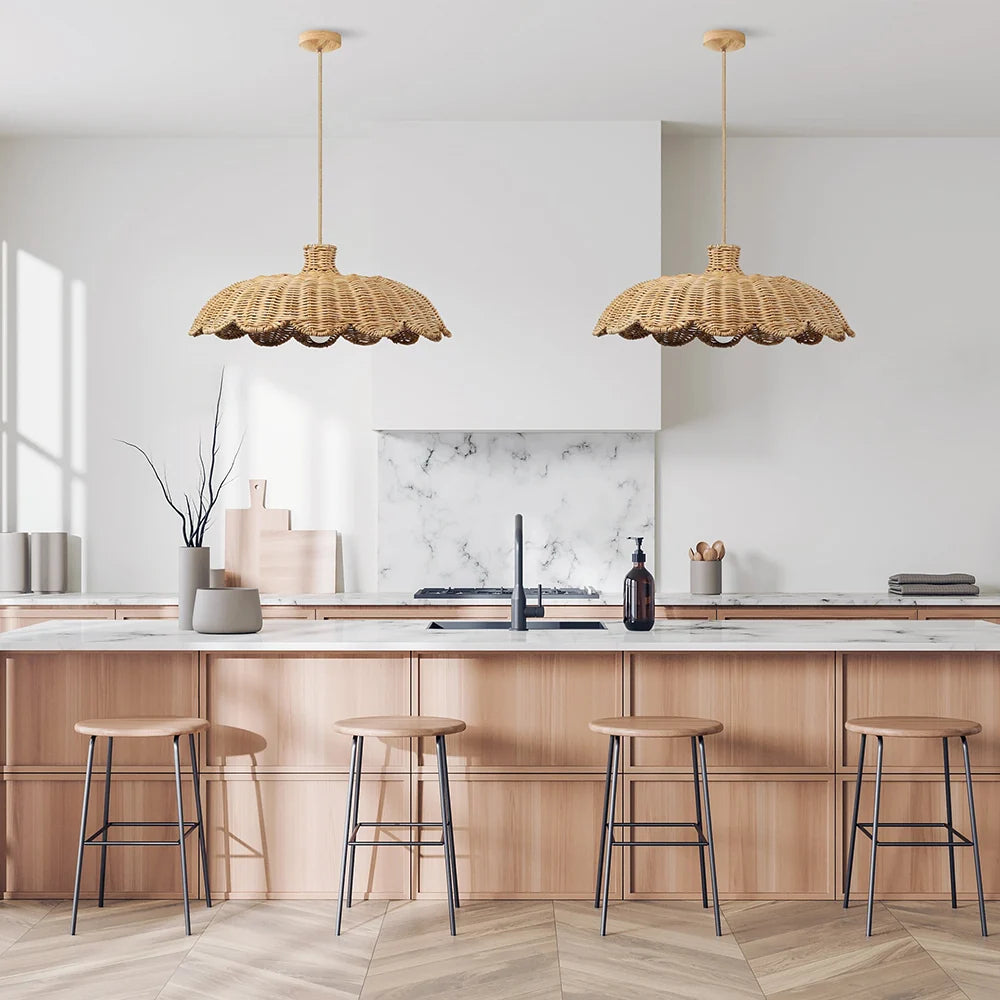 Alice Boho Scallop Rattan Pendant Light