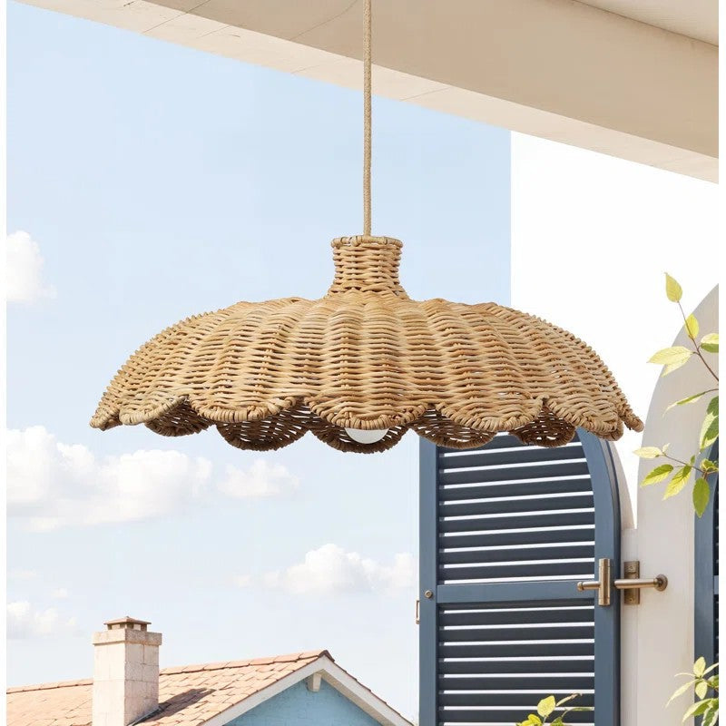 Alice Boho Scallop Rattan Pendant Light