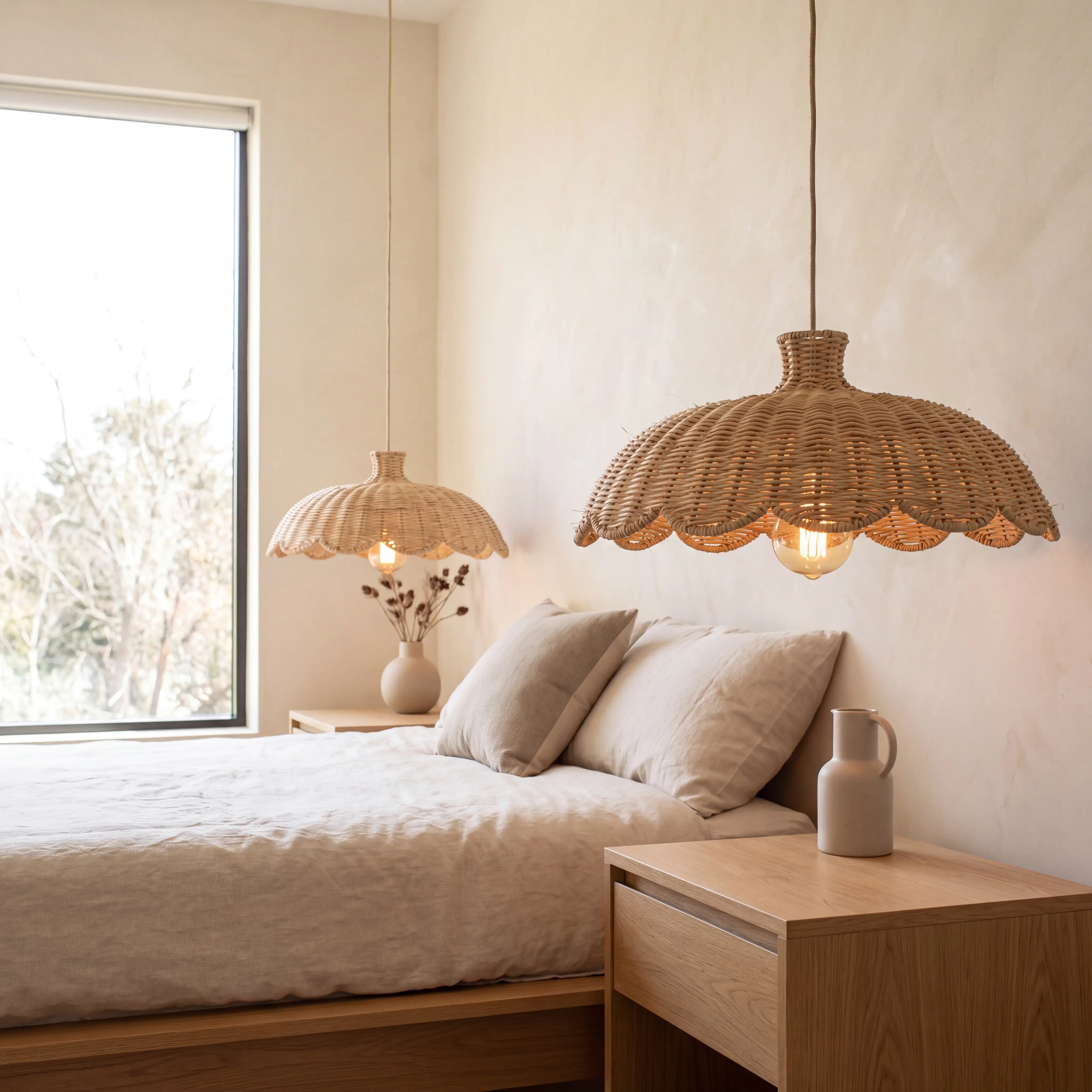 Alice Boho Scallop Rattan Pendant Light