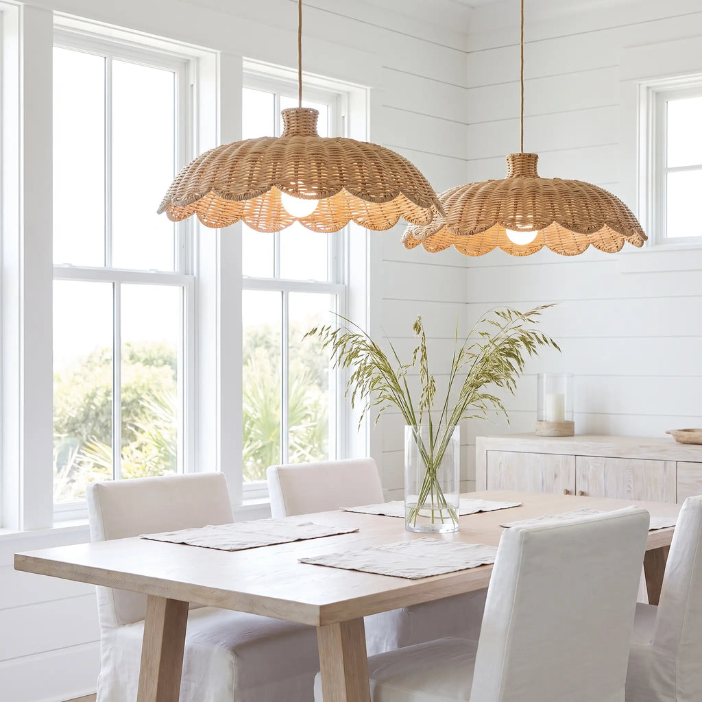 Alice Boho Scallop Rattan Pendant Light