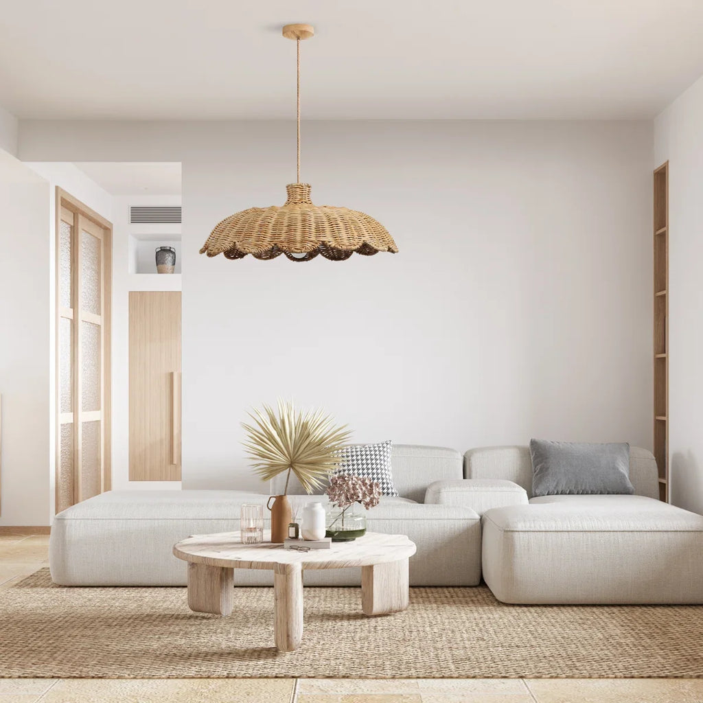 Alice Boho Scallop Rattan Pendant Light