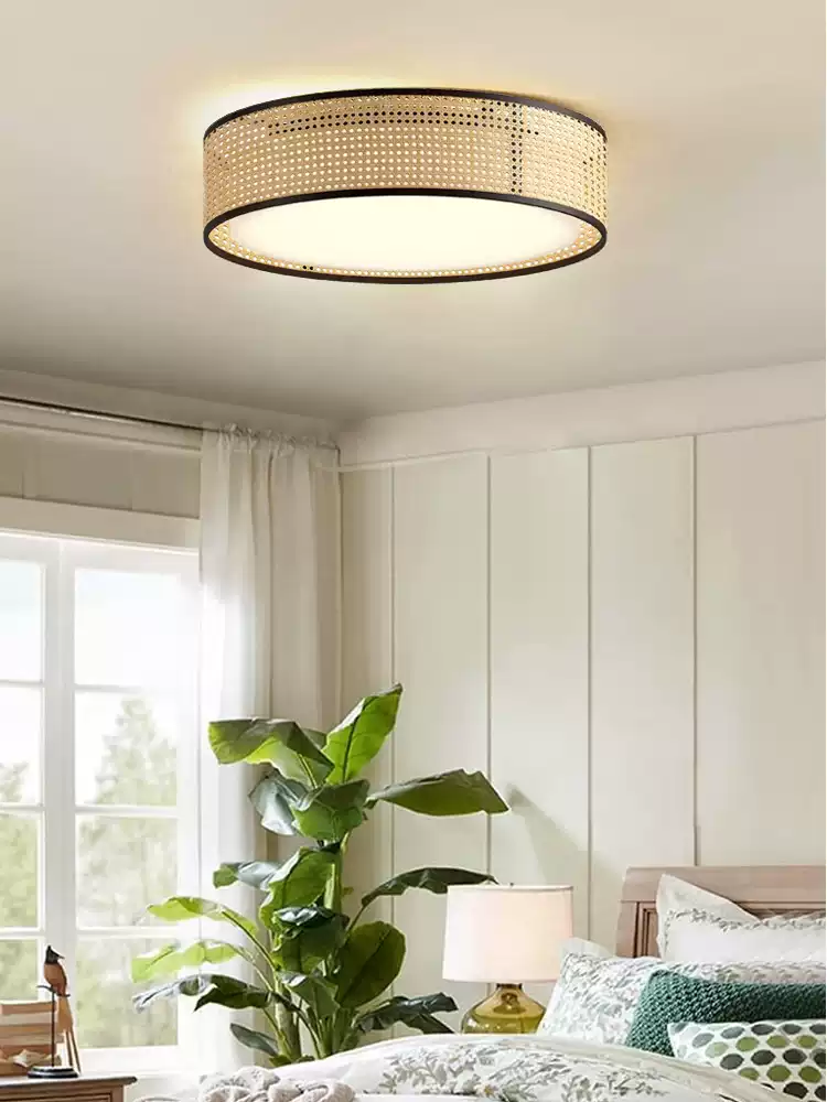 Alora Lyla Rattan Drum Light - Flush Mount