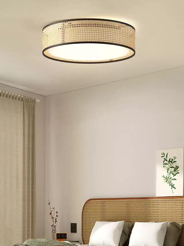 Alora Lyla Rattan Drum Light - Flush Mount