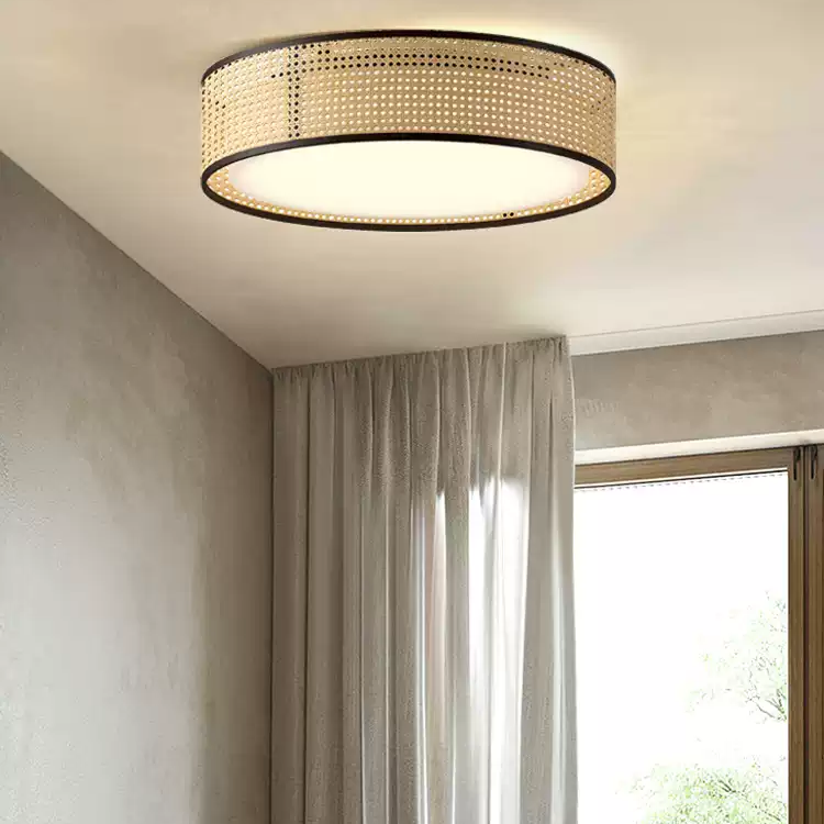 Alora Lyla Rattan Drum Light - Flush Mount
