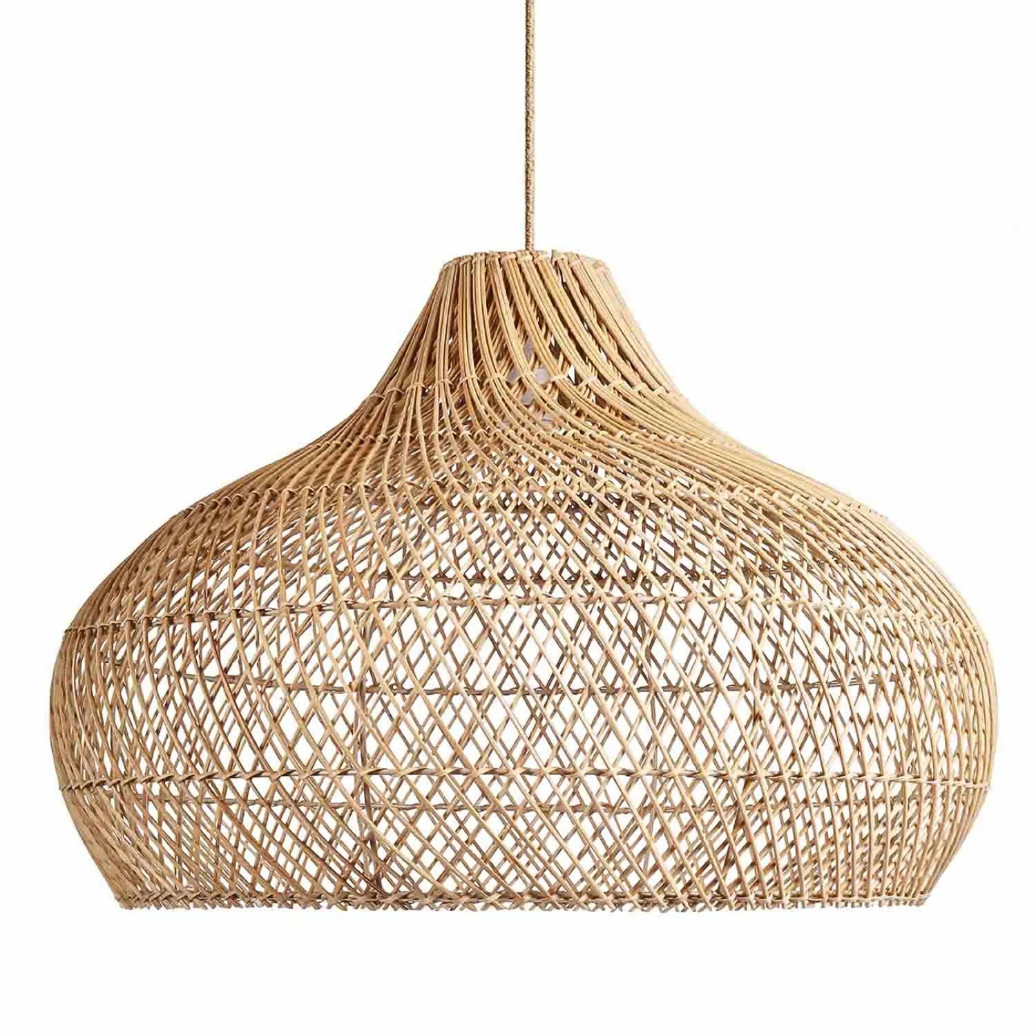 Anjani Dome Black Rattan Pendant Light