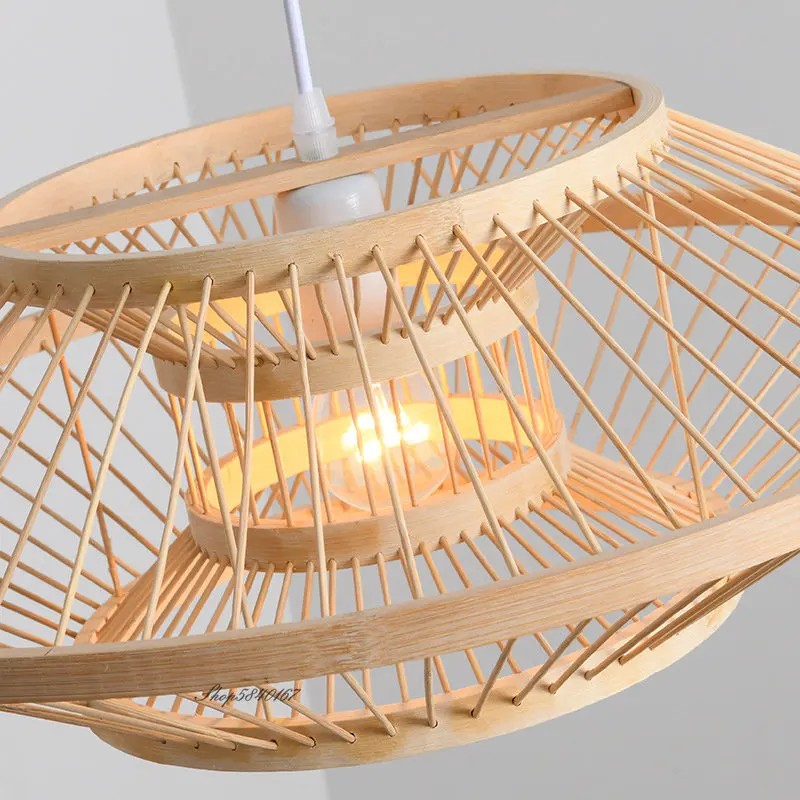 Antique Round Bamboo Pendant Light