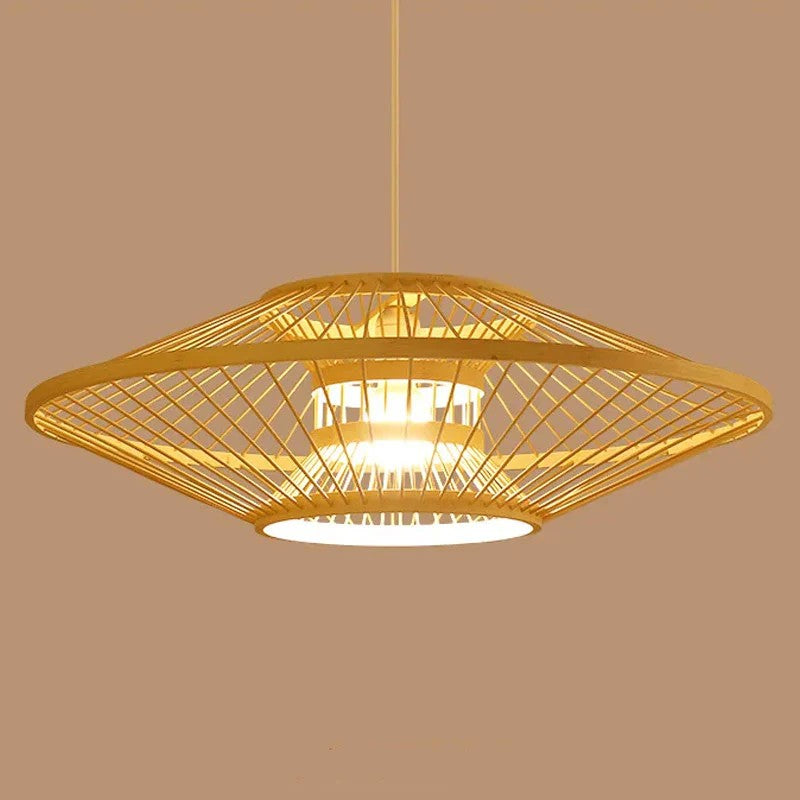 Antique Round Bamboo Pendant Light