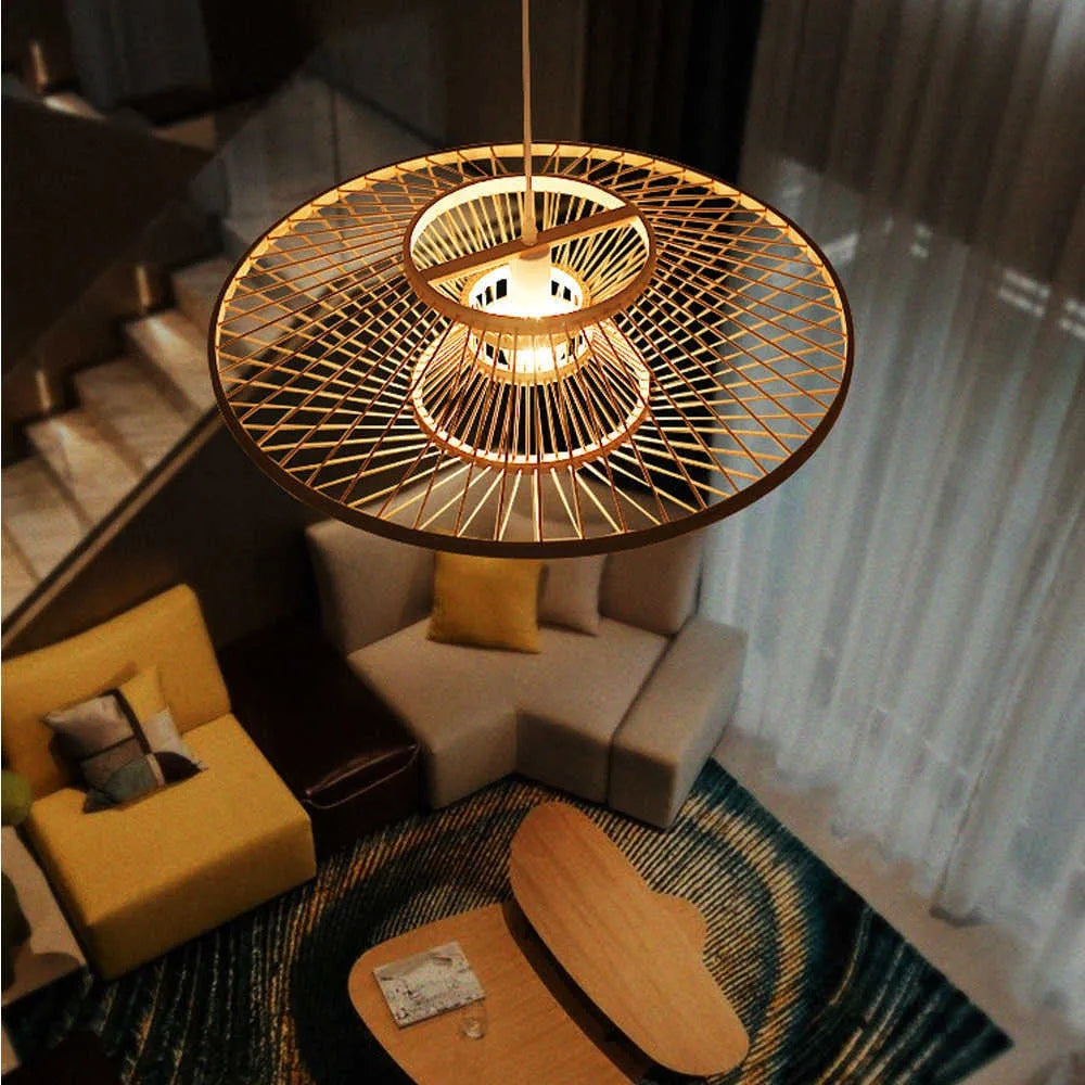 Antique Round Bamboo Pendant Light