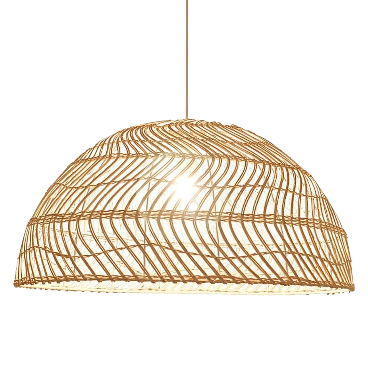 Archer Dome Black Rattan Pendant Light