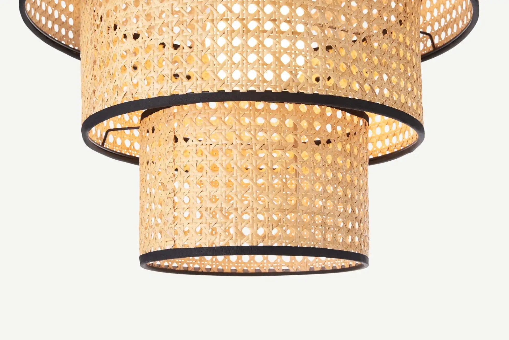 ArcoMead 3-Tiered Rattan Drum Pendant Light