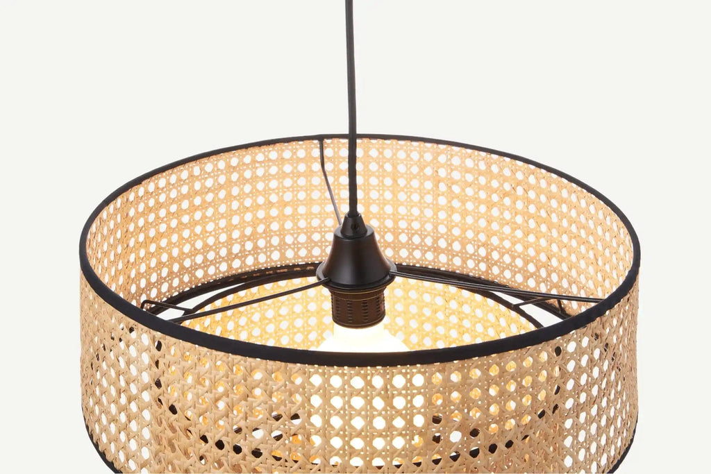 ArcoMead 3-Tiered Rattan Drum Pendant Light