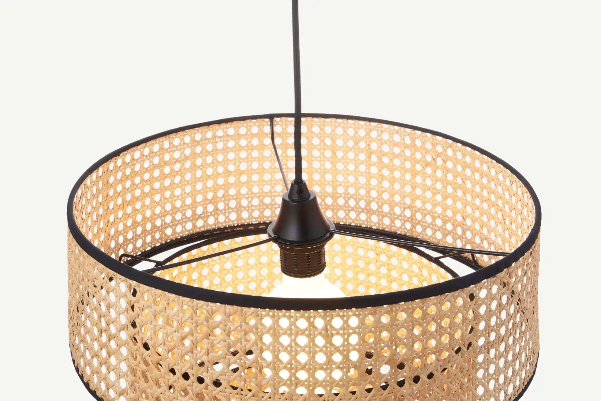 ArcoMead 3-Tiered Rattan Drum Pendant Light