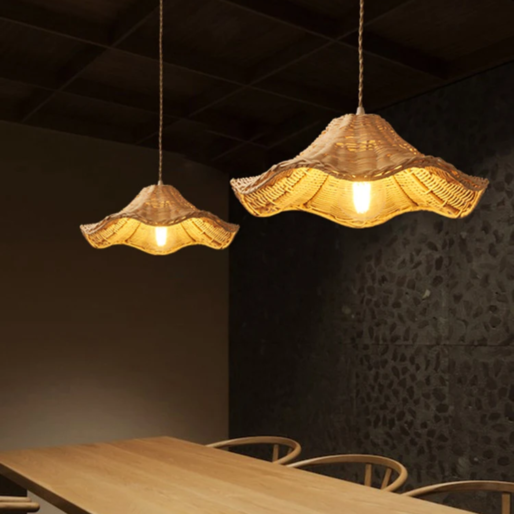 Ariel Rattan Wave Pendant Light