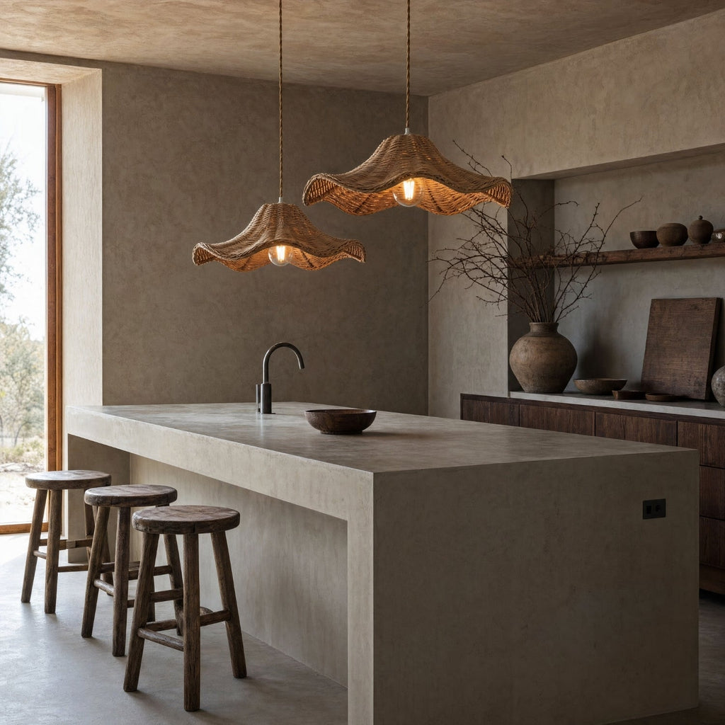 Ariel Rattan Wave Pendant Light