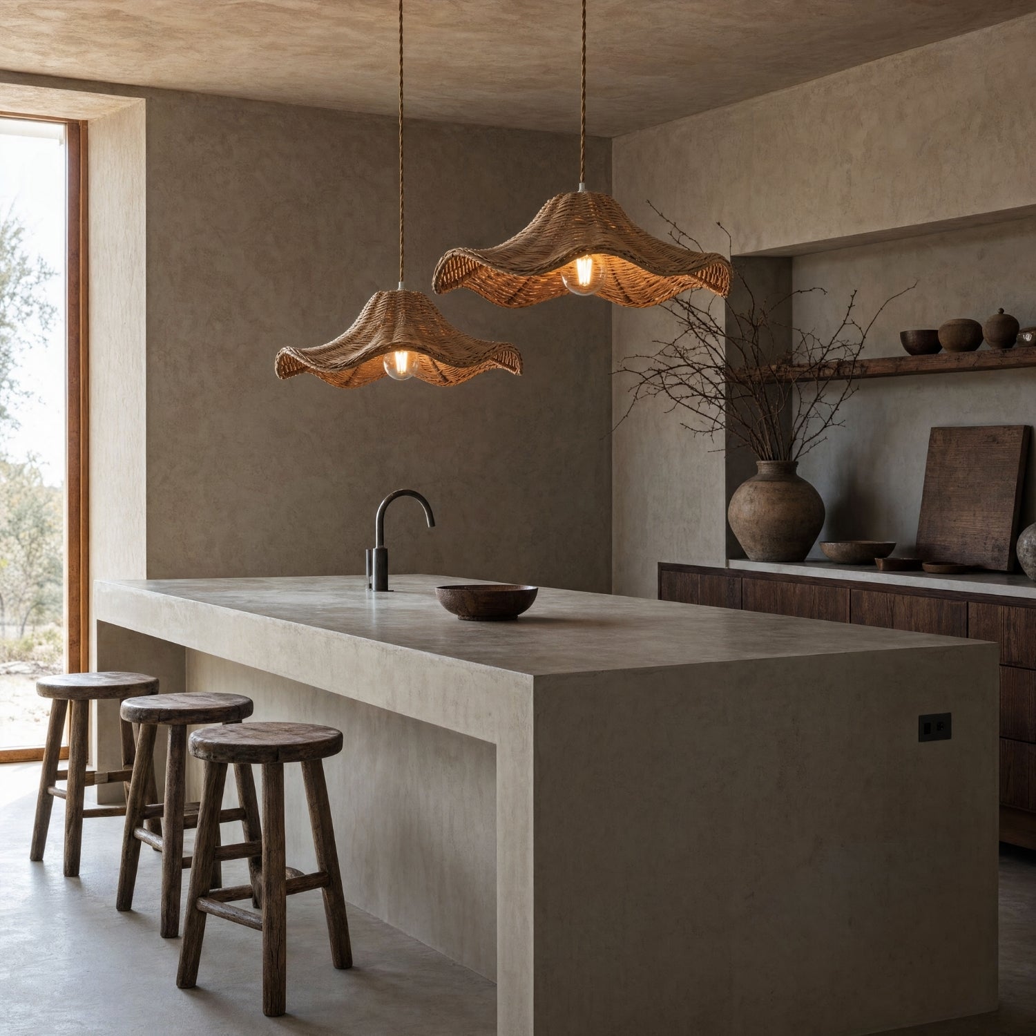 Ariel Rattan Wave Pendant Light