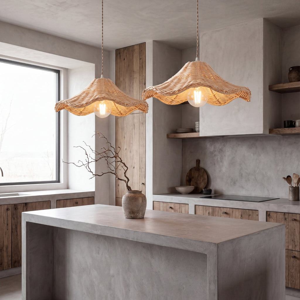 Ariel Rattan Wave Pendant Light