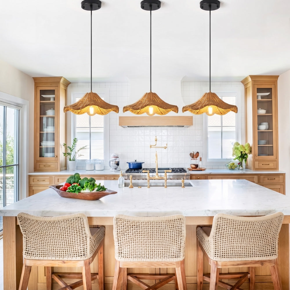 Ariel Rattan Wave Pendant Light